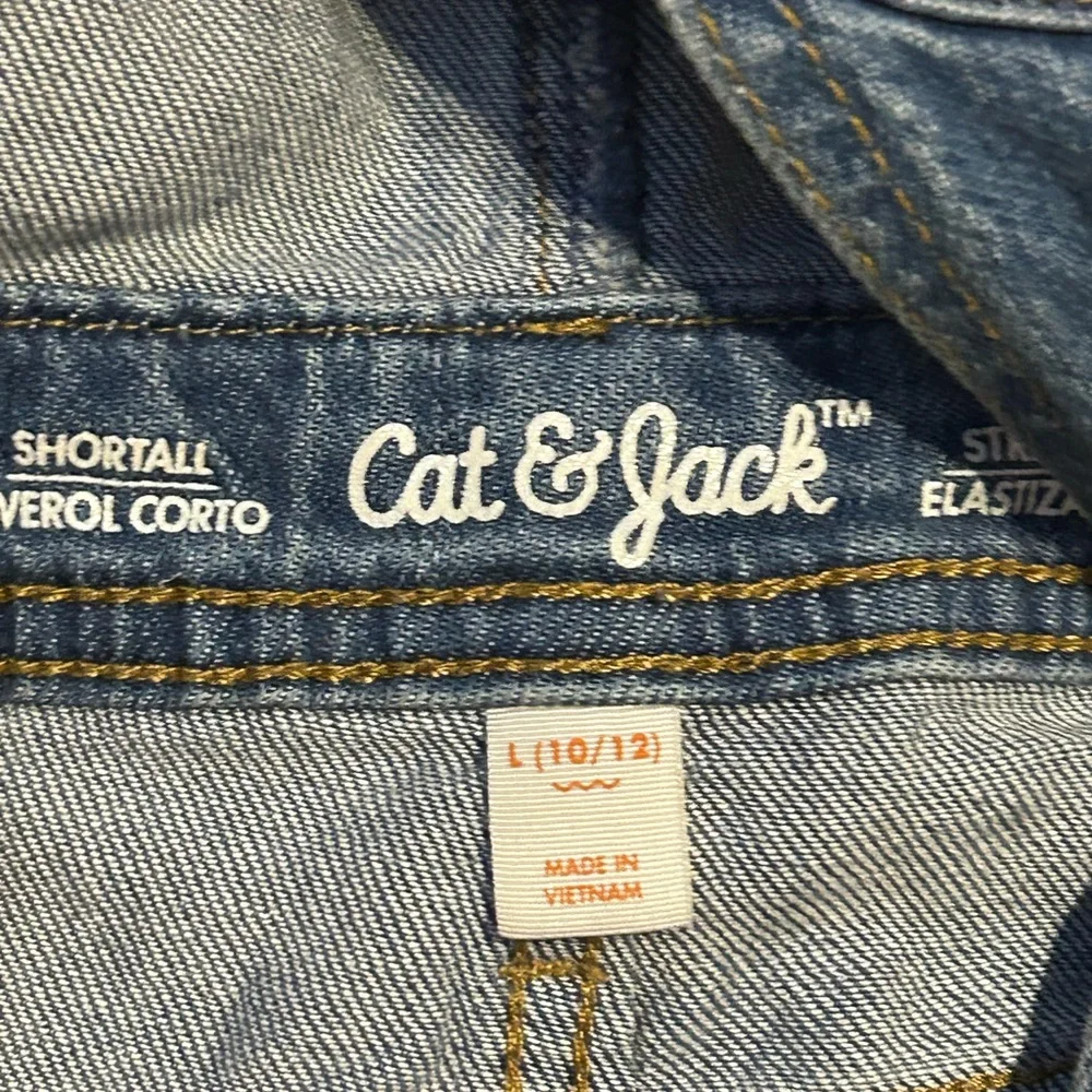 Gently Used Cat & Jack Denim Kids 10/12 Overalls with Beetlejuice Crop Top 8 - Picture 2 of 5